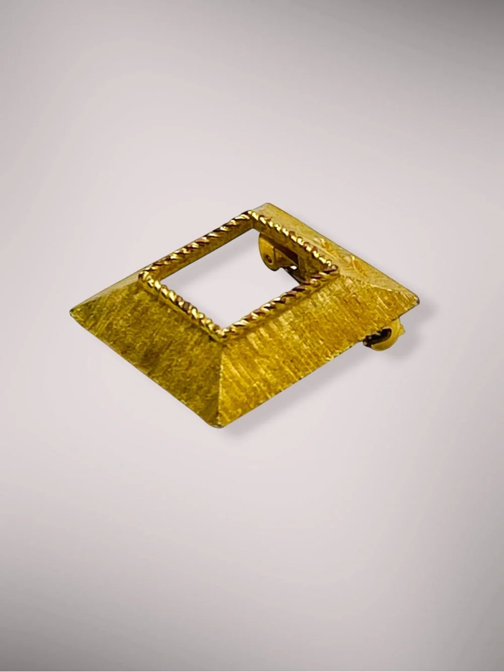 Vintage Mamselle Signed Gold Tone Open Square Geometric Frame Brooch